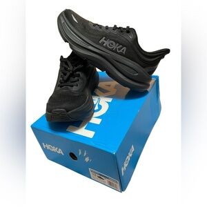 Hoka One One Bondi 9 Shoes Mens Size 10.5D Triple Black 1162013-BBLC NEW